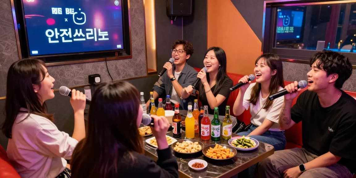 Guests enjoying the unique 인천쓰리노 experience in a lively karaoke room with drinks and laughter.