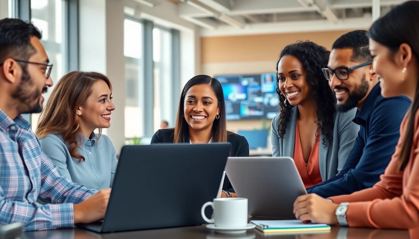 Engage with the AI assistant for enterprise teams enhancing collaboration in a professional office.