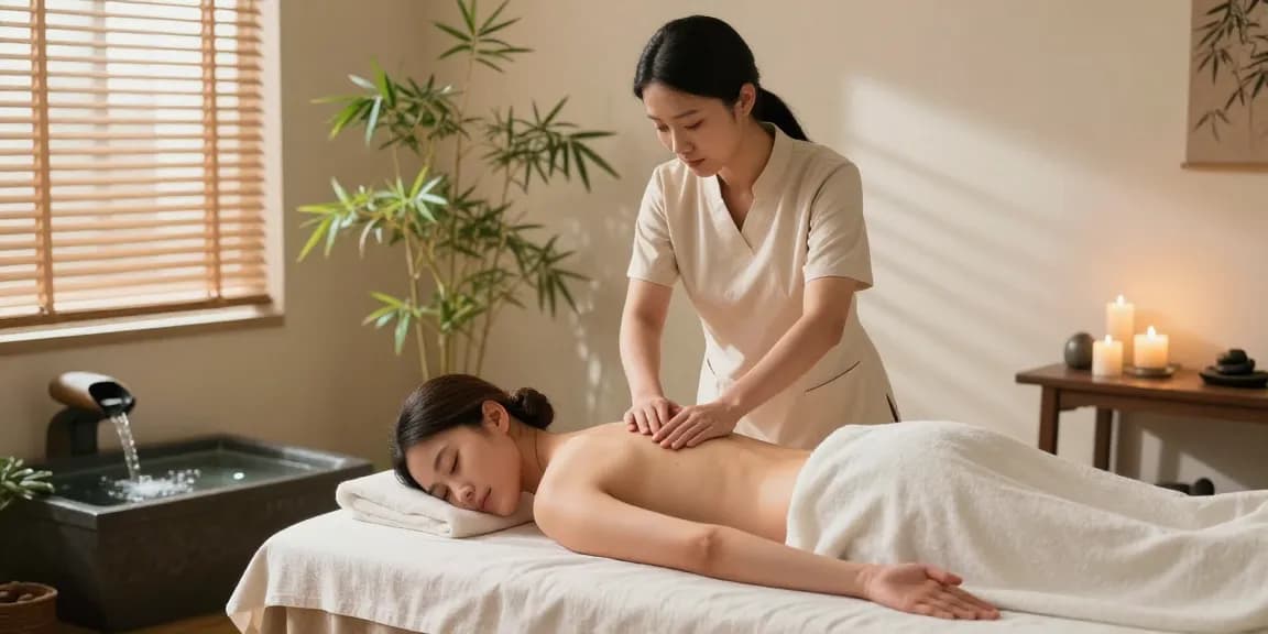 역삼동마사지 스웨디시 마사지 전문 세련된 스파 공간에서 고객에게 편안한 마사지를 제공하는 모습