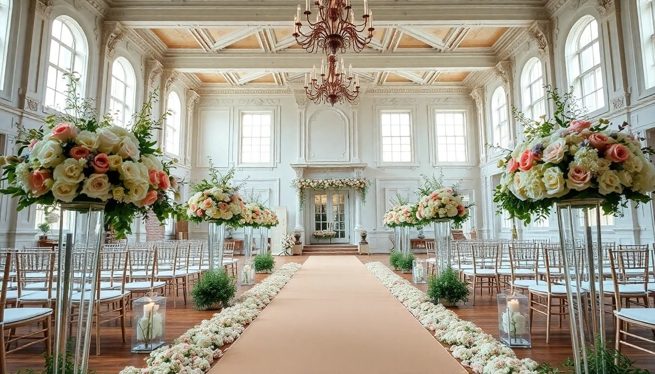 Explore the Wedding Event Space Jacksonville adorned with elegant decor and floral arrangements.