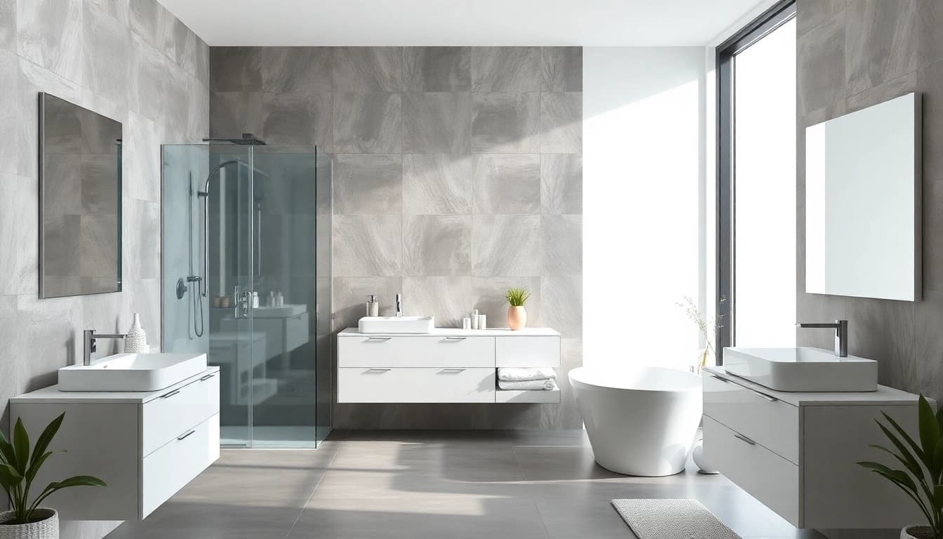 Sonni sanitär GmbH präsentiert stilvolle Badprodukte in einem modernen Badezimmer.