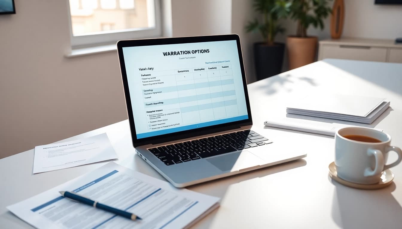 Analyze if Pretzel is a good warranty company through an organized workspace with laptops and documents.