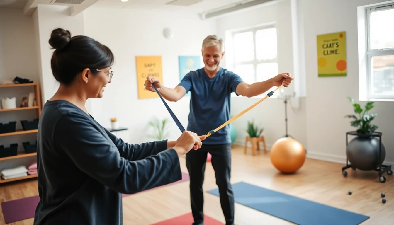 Senior physiotherapy Edmonton session with a therapist assisting a senior patient.