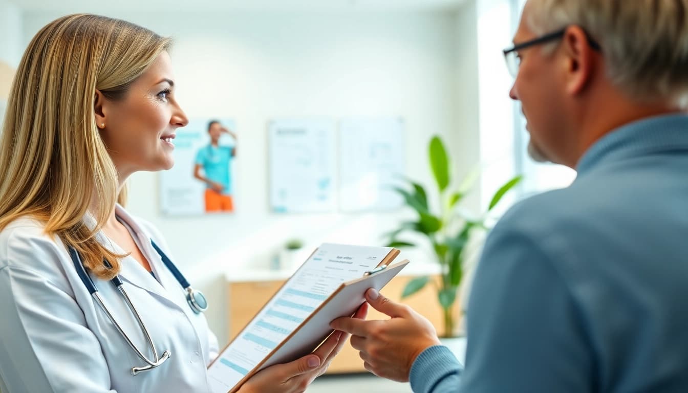 Consultation at a preventive health clinic Sydney, featuring a doctor and patient discussing health.