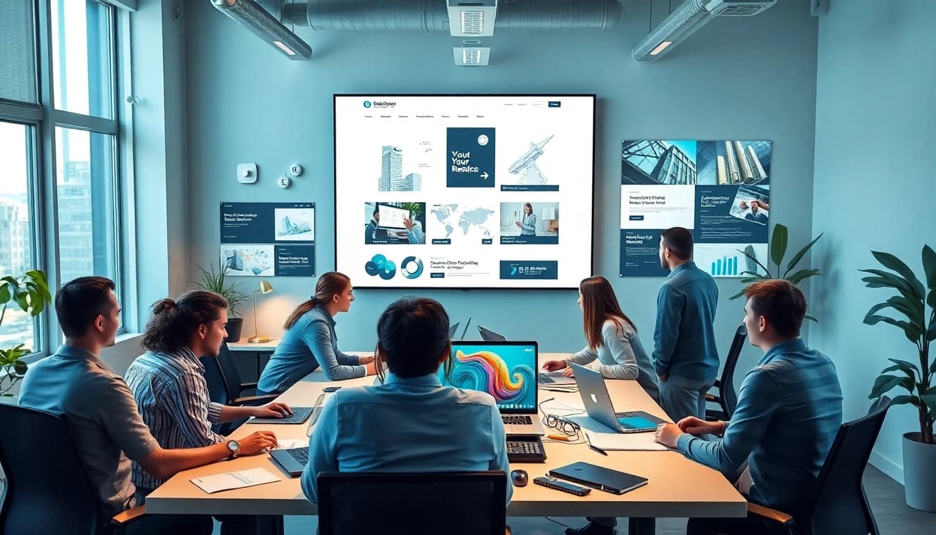 Hüsig Webdesign Marketing fördert kreative Zusammenarbeit in einem modernen Büro.