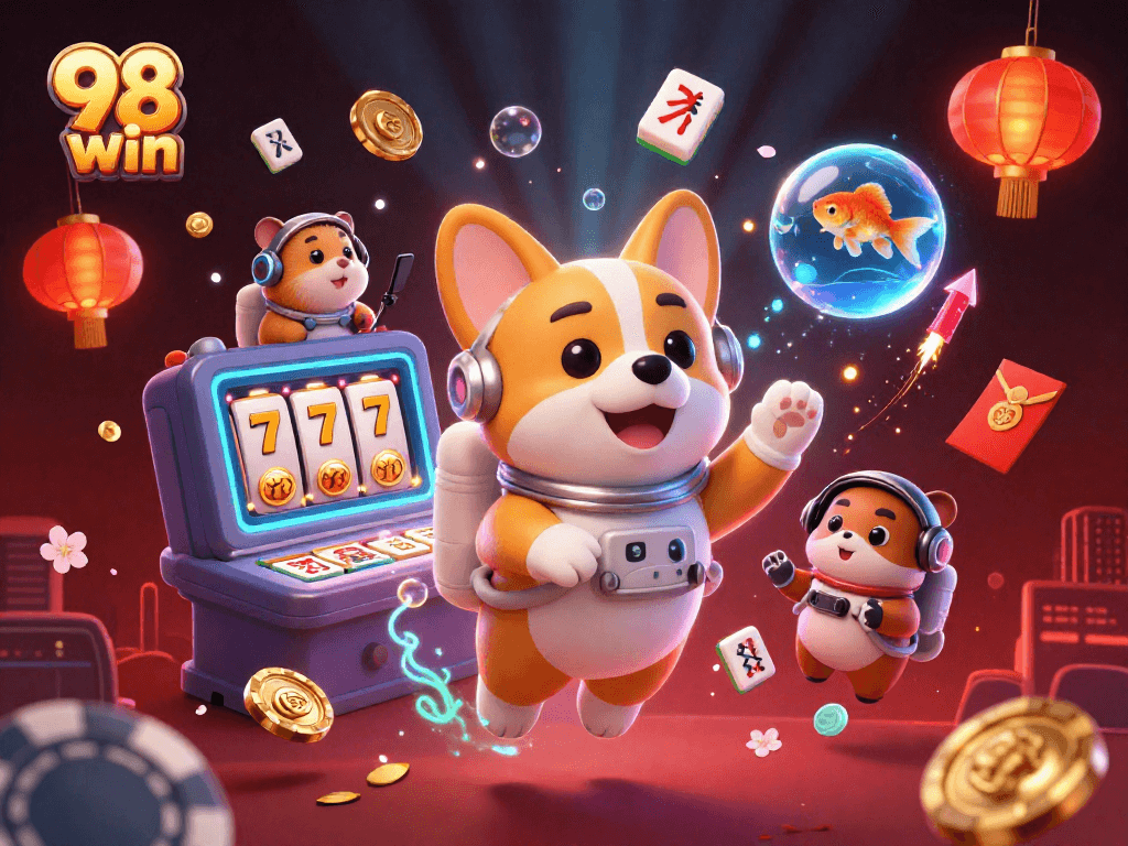 Experience the excitement of 98 win slots with vibrant visuals and dynamic gambling elements.