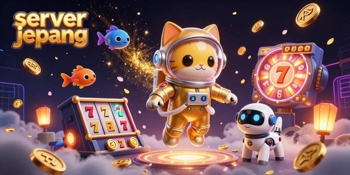 Engage with server jepang slots featuring a cat astronaut and vibrant casino elements.