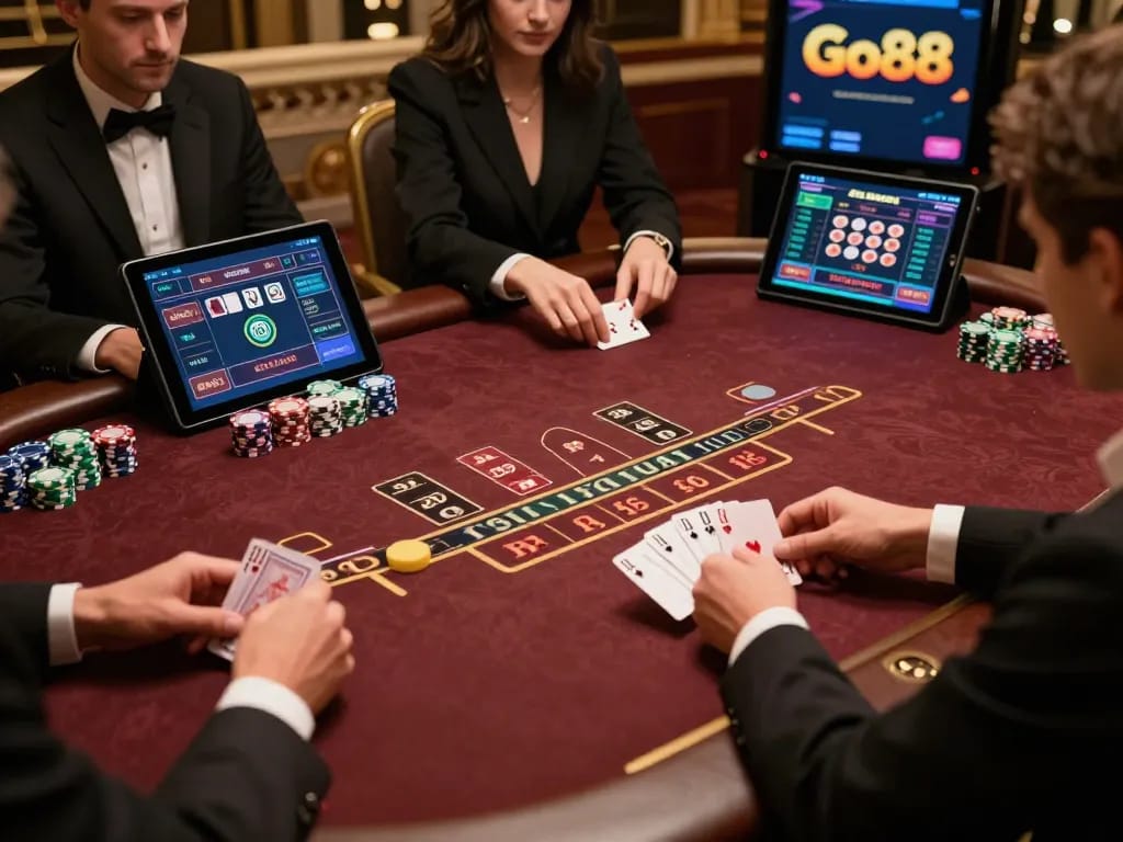 Experience thrilling baccarat gameplay at https://go88vip.it.com/ with players strategizing their bets.