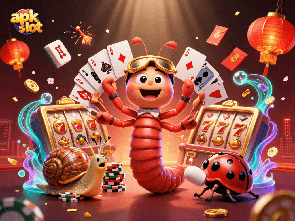 Menggandakan keseruan taruhan dengan apk slot yang menampilkan dealer unik dan simbol judi yang menarik.