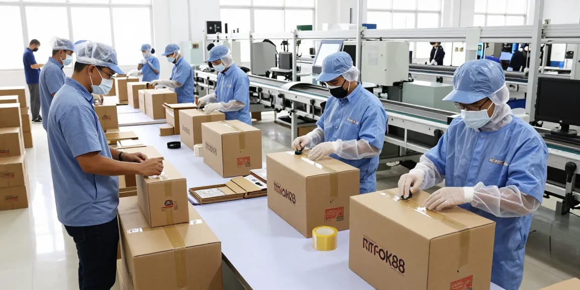 High-quality rokok88 packaging production scene demonstrating airtight and water-resistant box assembly.
