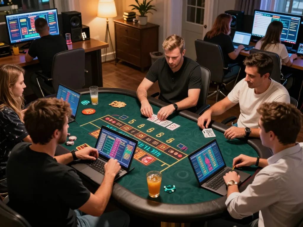 Players engaging in an exciting online rikvip game, showcasing a vibrant home gambling experience.