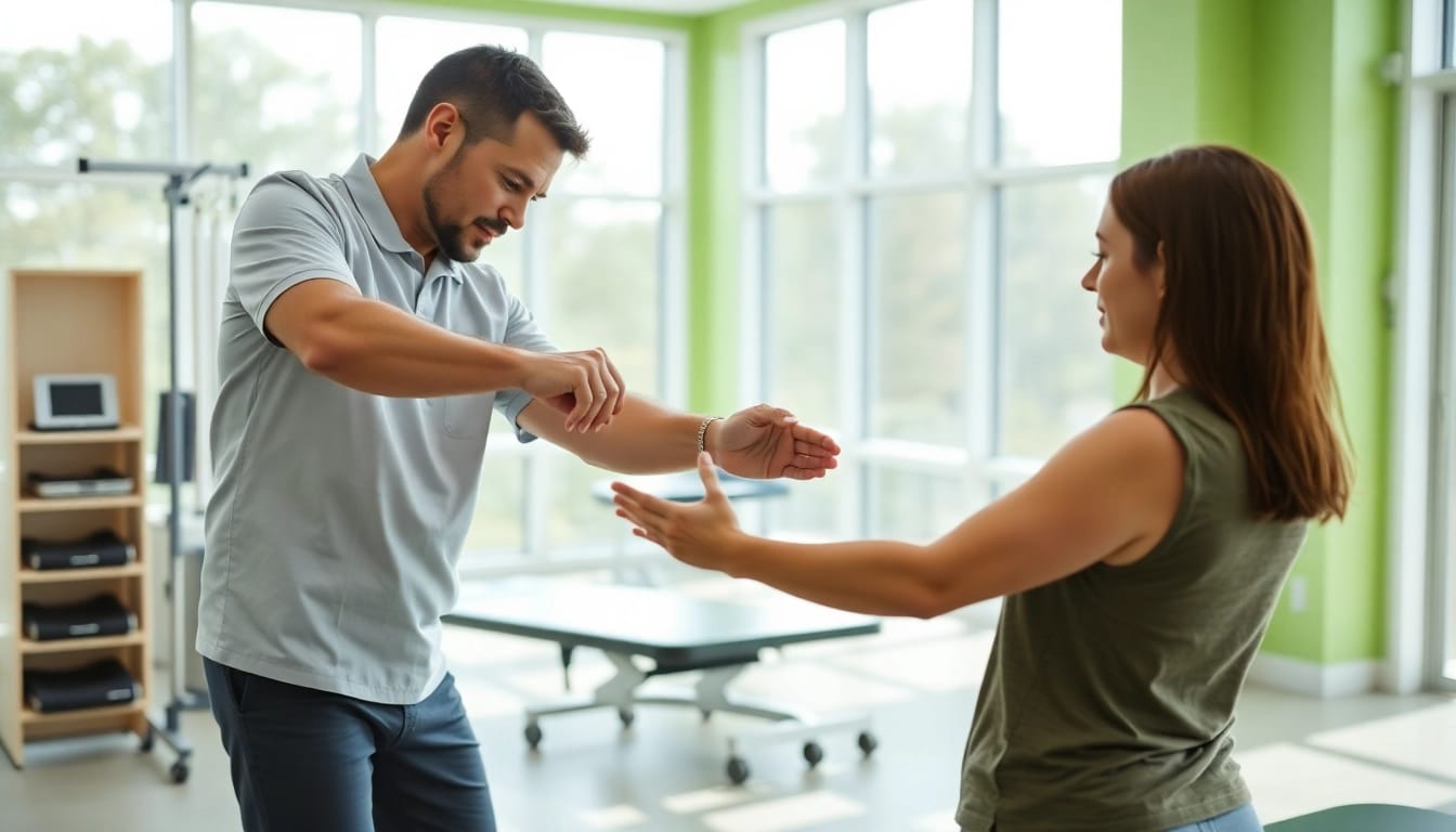 Engaging physiotherapy session at North Edmonton physiotherapy clinic, showcasing expert rehabilitation care.