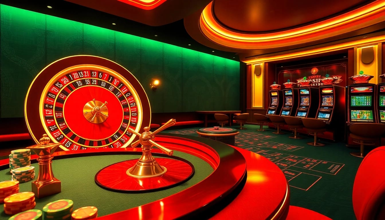 Experience strategic gameplay with BDJL at an elegant casino scene featuring roulette and baccarat.