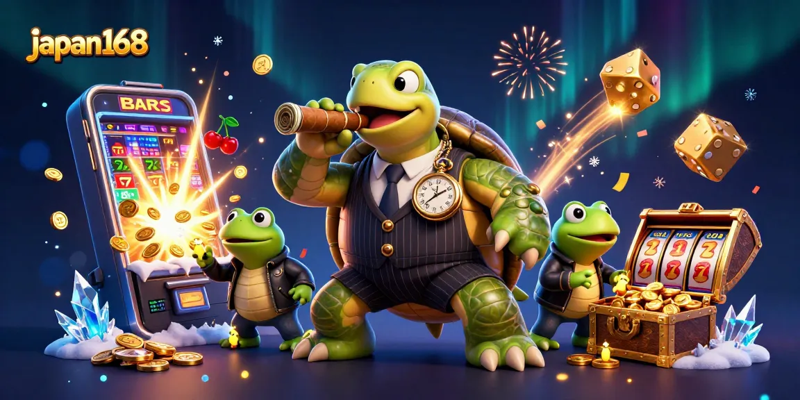 Engage in excitement at japan168 with a vibrant 3D casino scene featuring characters and winning symbols.