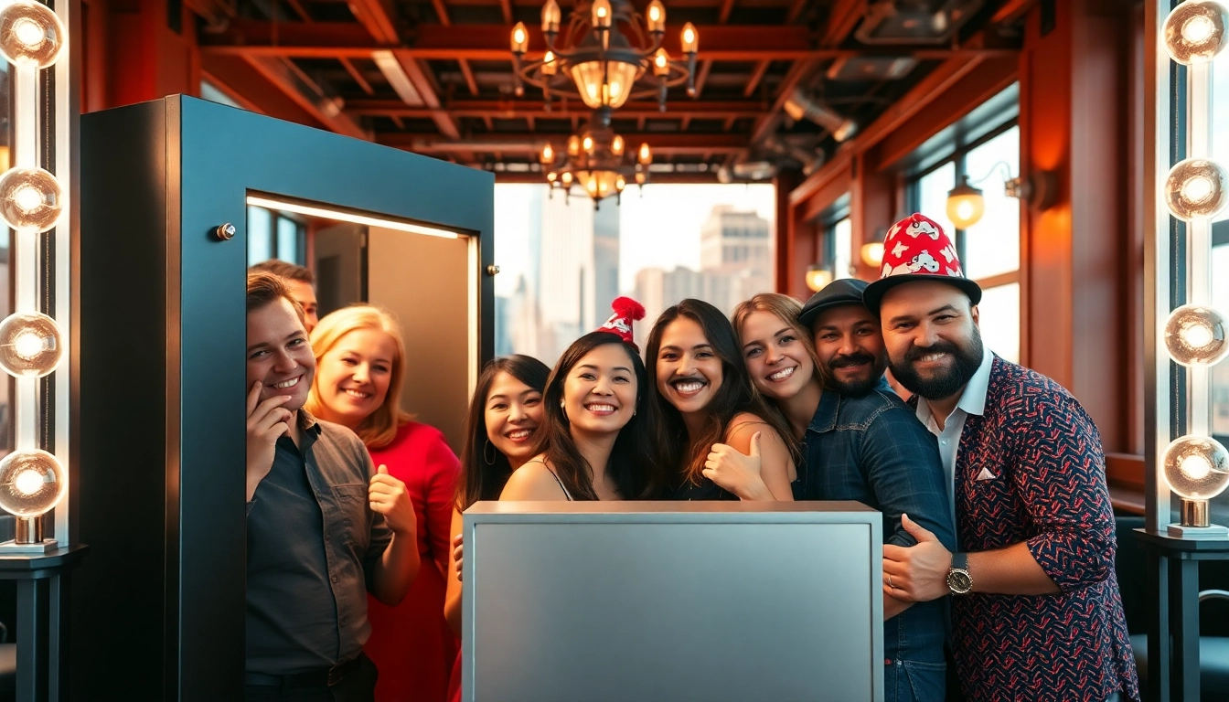 Capture memorable moments with a photo booth Chicago setup featuring joyful guests in a vibrant venue.