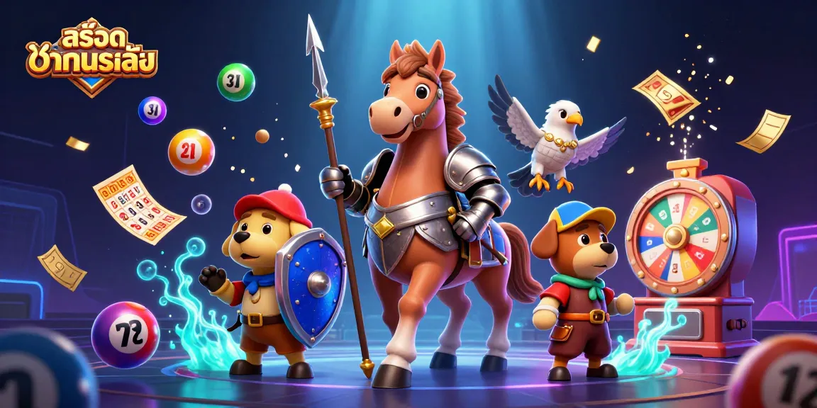 Engage with สล็อตทดลองเล่น in immersive 3D, featuring dynamic lottery elements and a knightly adventure.