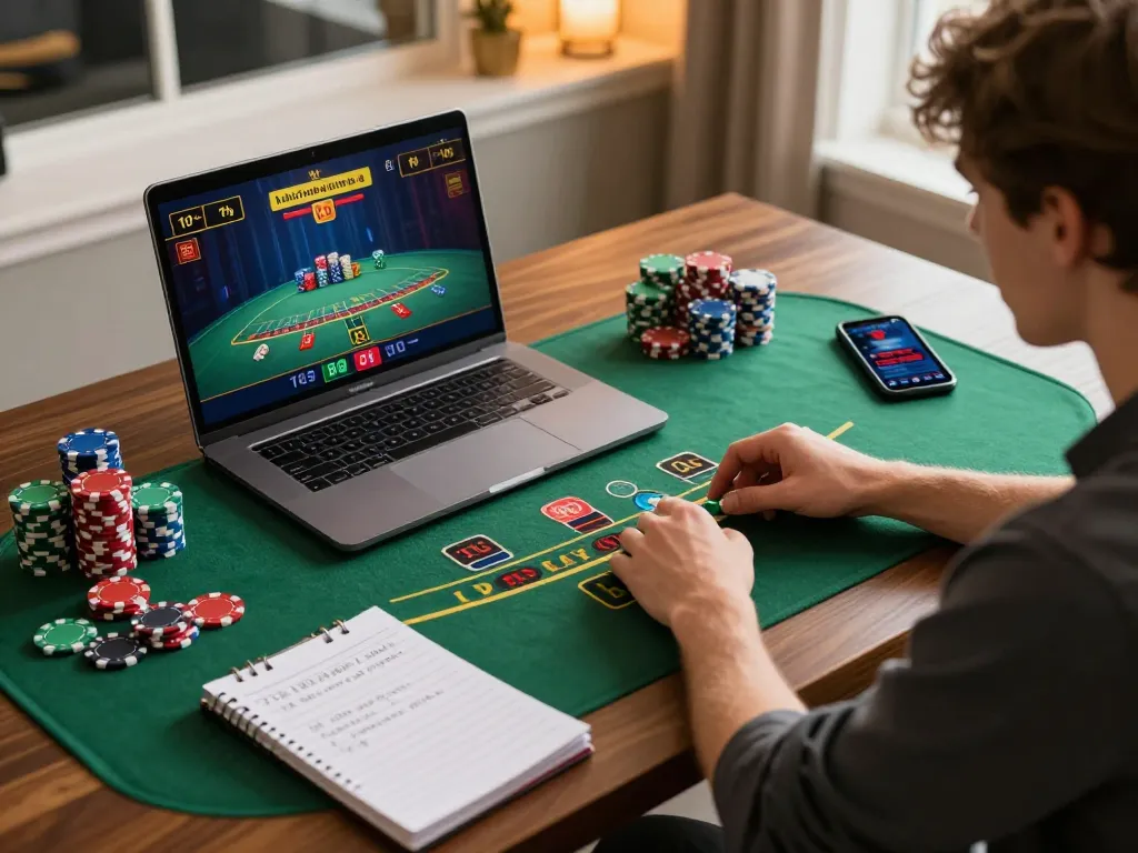 Player enjoying a strategic game at the best widget store's live blackjack table, showcasing engaging gameplay.
