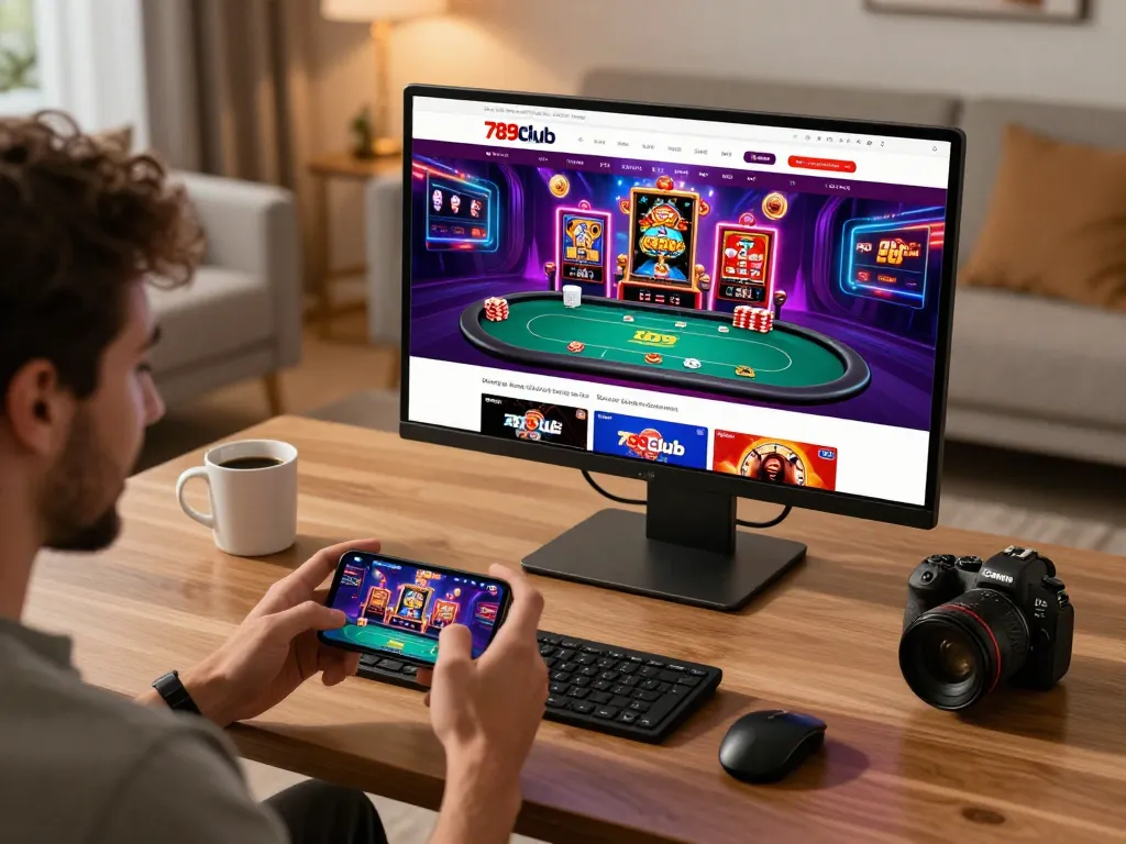 Player enjoying online gaming on 789club app, showcasing excitement and responsible gambling.