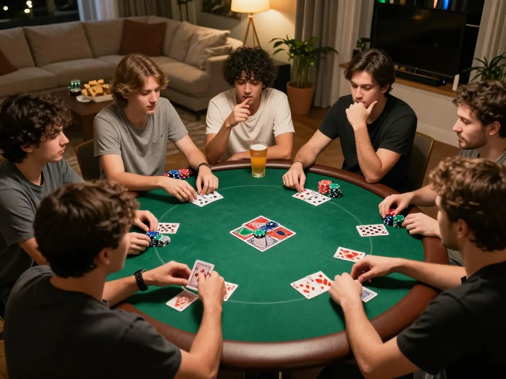 Join friends in an exciting poker game night with winstrike69 chips and cards laid out on the table.