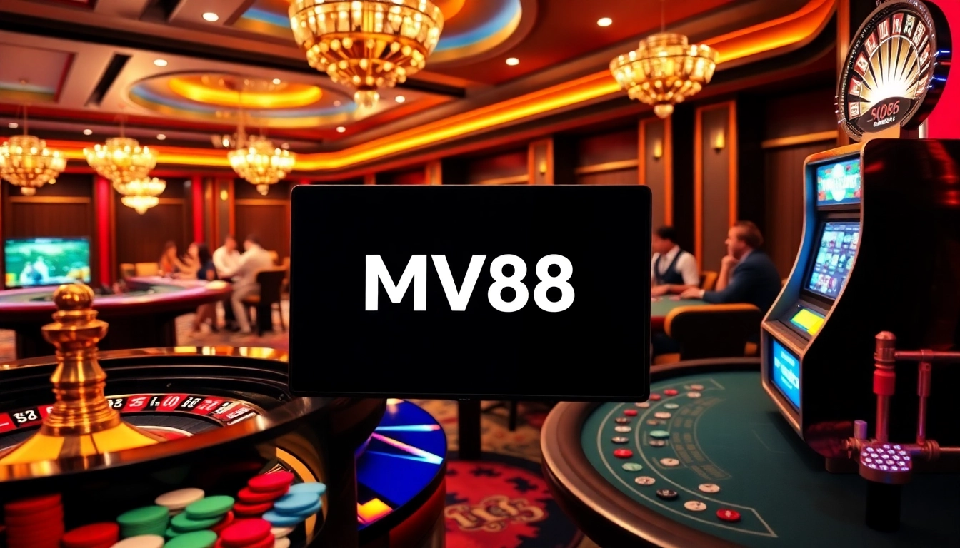 Gamblers strategizing on MV88’s online betting interface, featuring roulette and poker tables.