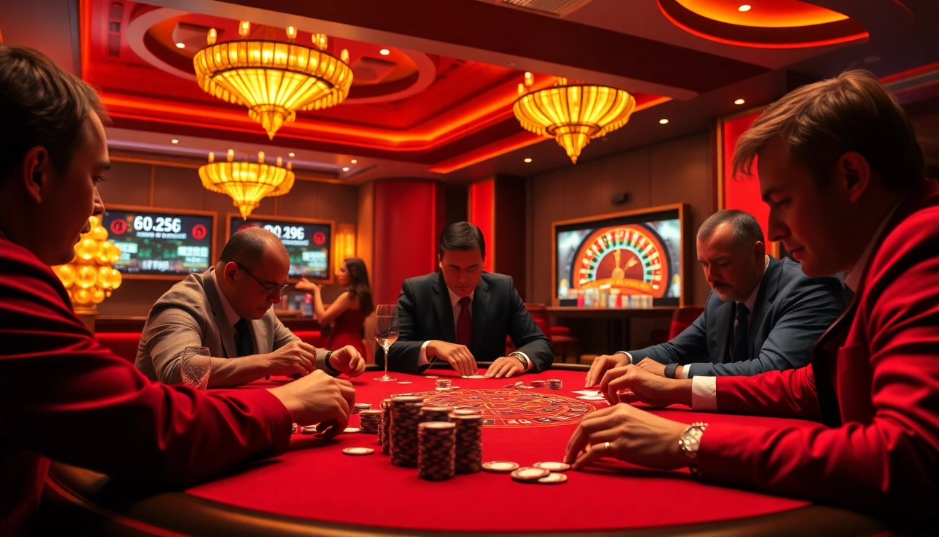Experience the thrill of 68 game bài with players engaged in high-stakes action at a luxury casino table.