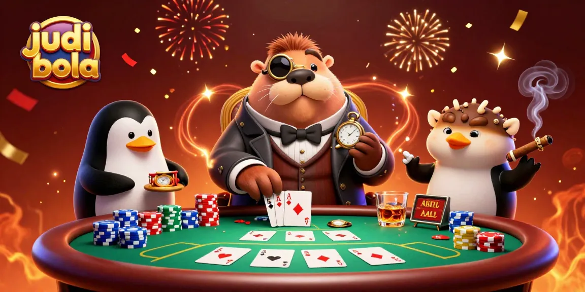 Experience judi bola action at a dynamic underwater poker table with colorful characters.