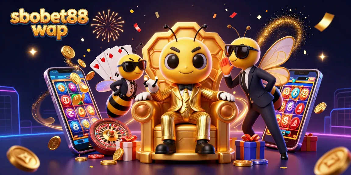Experience sbobet88 wap with a vibrant illustration of a bumblebee mob boss in a gaming scene.