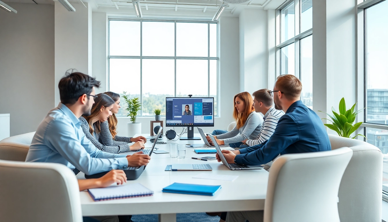Enhancing edmonton web design through professional collaboration in a modern workspace.