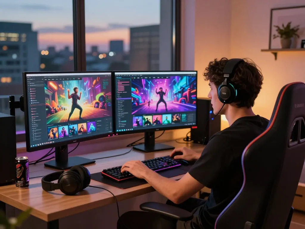 Immersive gaming experience at vegasslot77 with vibrant graphics and modern setup