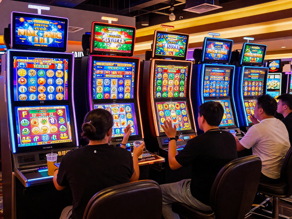 Players enjoying the best bonus buy slots at an online casino, vibrant atmosphere with engaging graphics.
