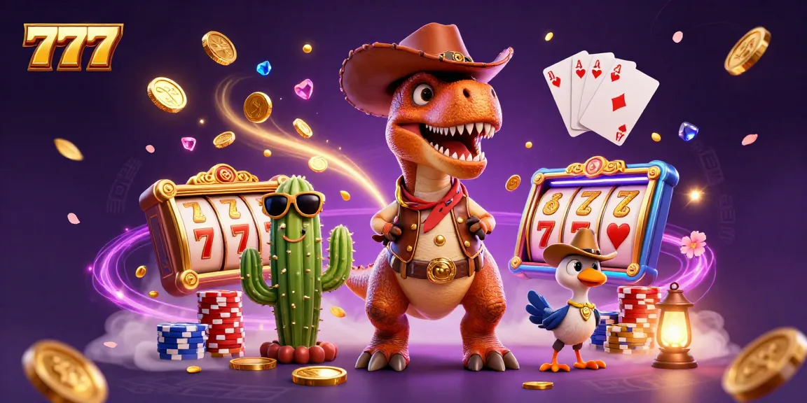 Spin the 777 slots with energetic characters and casino elements in a vibrant illustration.