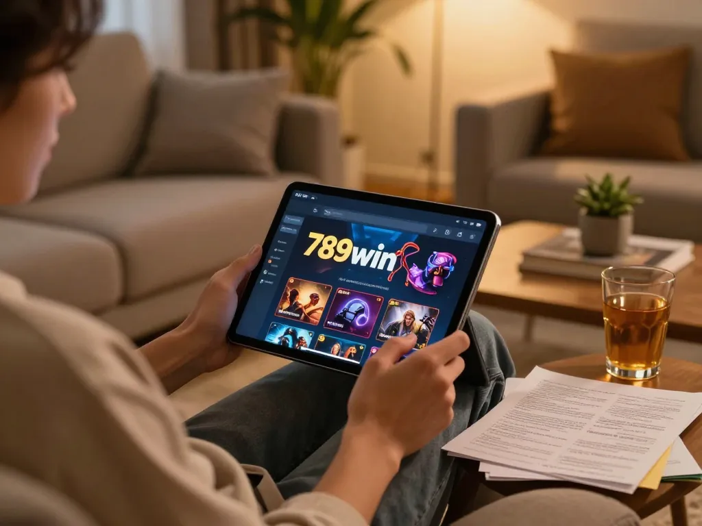 Engaging session using 789win link on a tablet while enjoying strategic gameplay at home.