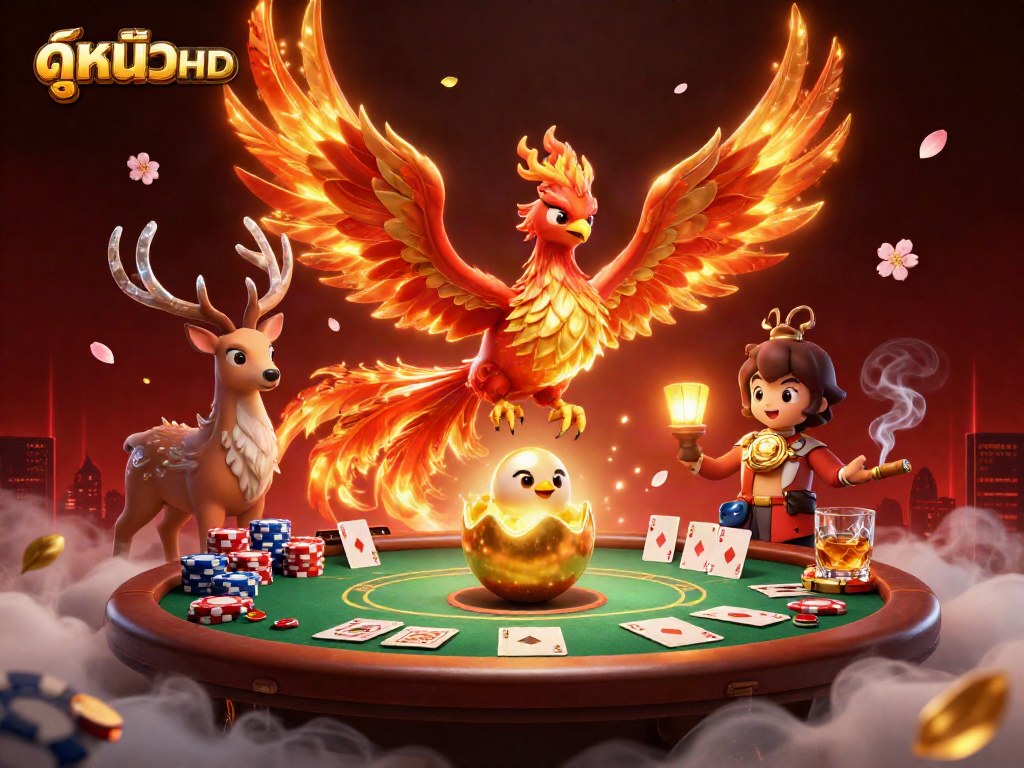 เล่น ดูหนังHD กับการ์ตูนฟีนิกซ์ไฟและตัวละครคาสิโนสุดล้ำในบรรยากาศคาสิโน