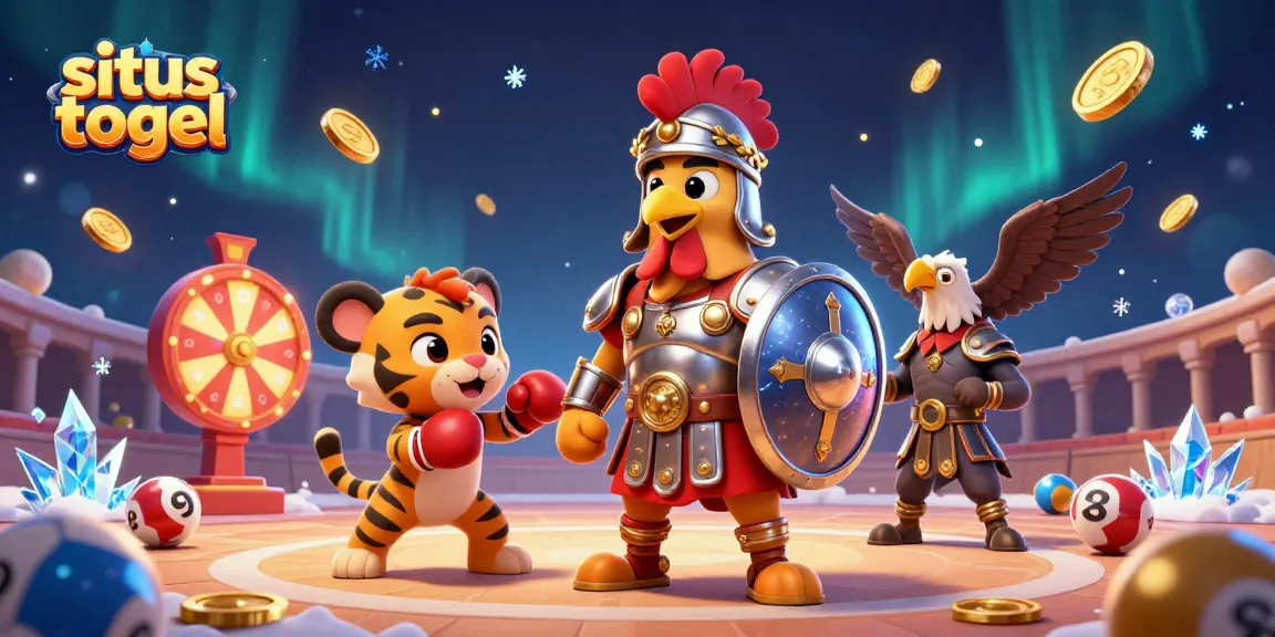 Engage with the thrilling world of situs togel as cartoon characters celebrate lottery wins with prize wheels and bouncing balls.