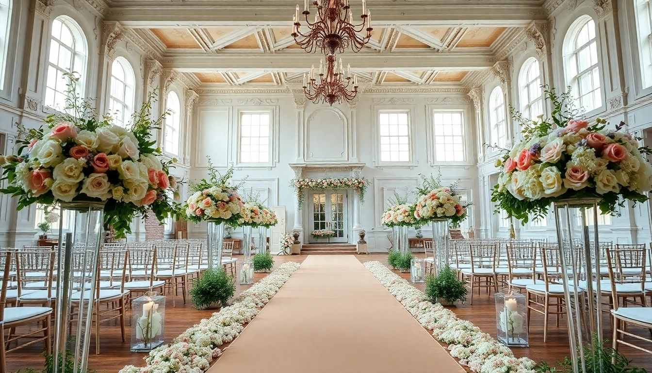 Explore the Wedding Event Space Jacksonville adorned with elegant decor and floral arrangements.