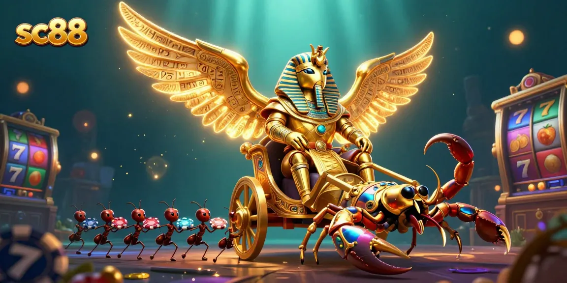 Experience thrilling gameplay with the sc88 colossal golden scarab in an interactive casino scene.