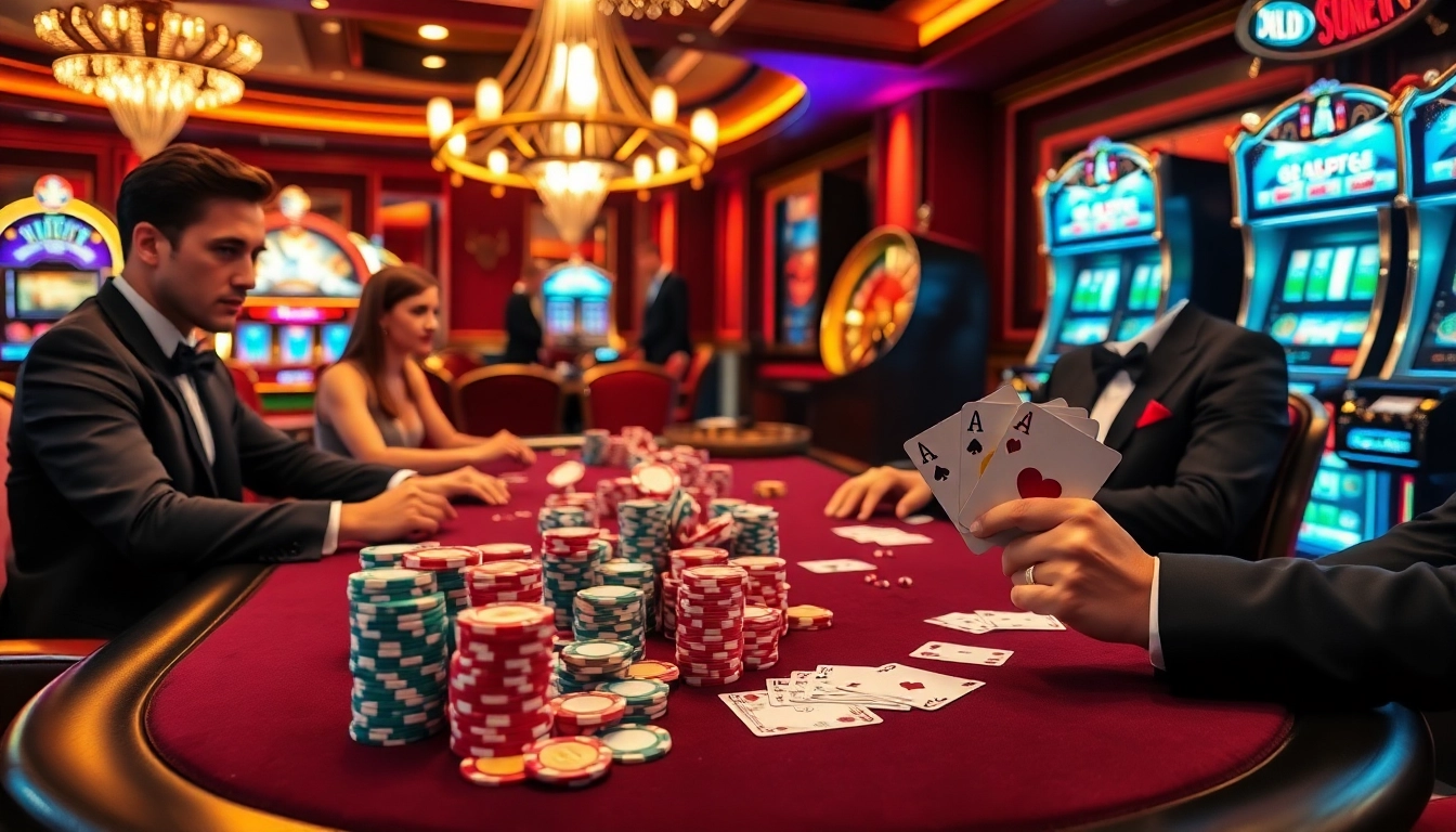 Engage with the thrilling atmosphere of BDTK666 at a high-stakes poker table filled with expert players.