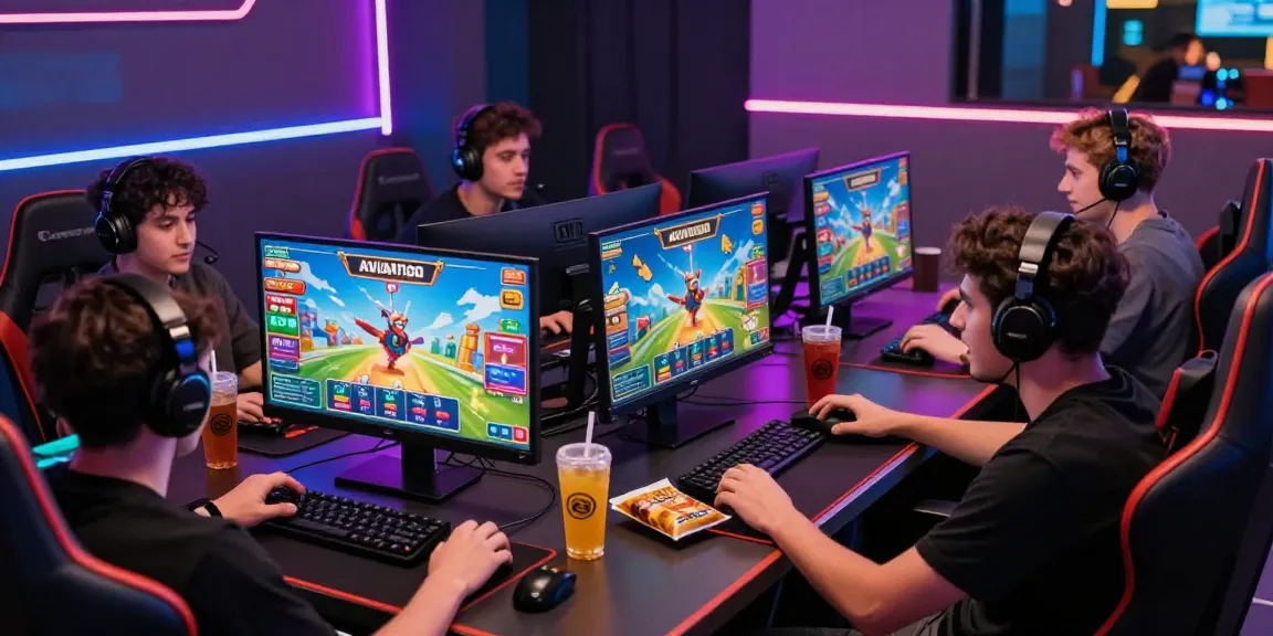 Aviator 1xbet players engaged in thrilling game play in a vibrant gaming setup.