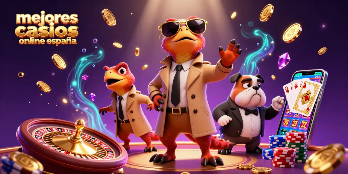 Imágenes de los mejores casinos online en España, con raptors y elementos de juego.