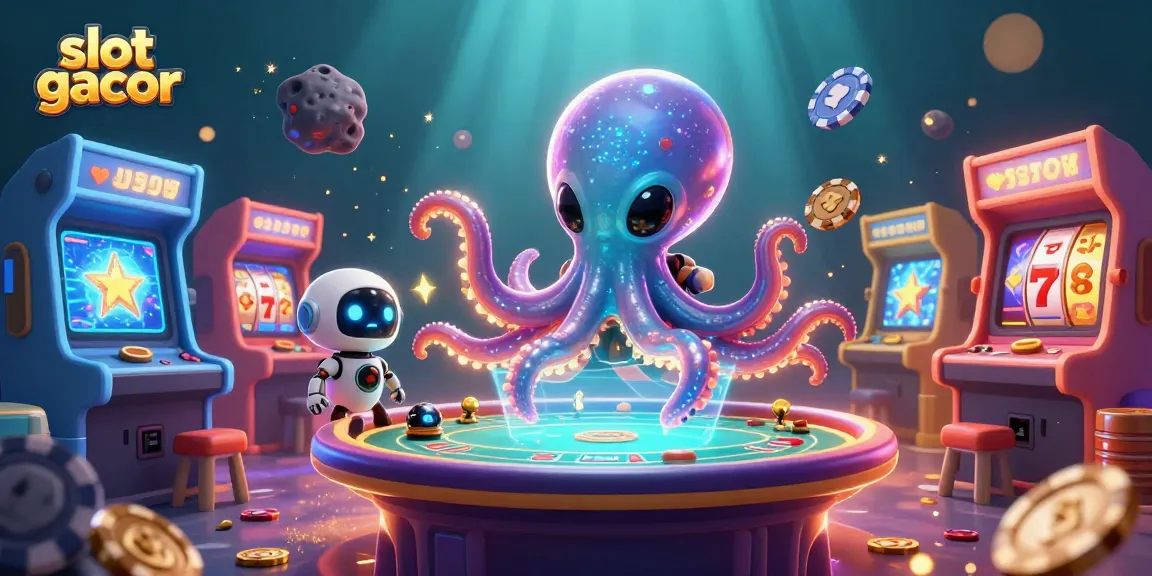 Spin the reels and win with slot gacor-themed 3D illustration featuring vibrant gaming elements.