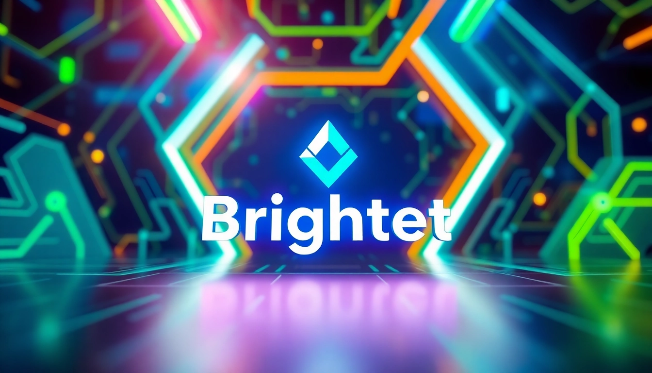 Brightet logo with a futuristic design highlighted in a dynamic tech-inspired setting.