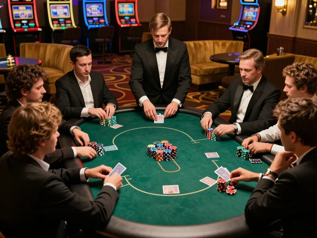 Strategic players at a poker table showcasing giường bệnh nhân while engaging in high-stakes gambling.