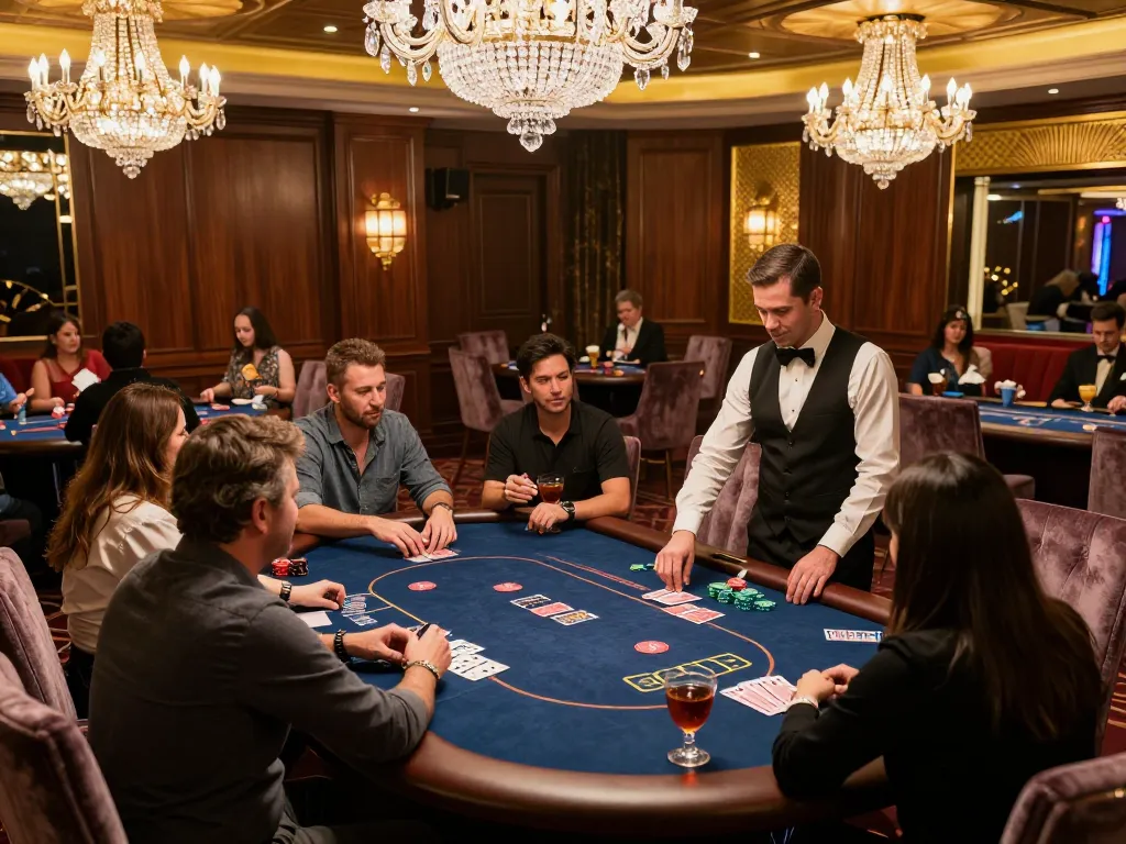 Intense poker gameplay in a high-end VIP room at the casino featuring elite players, luxe atmosphere, vipwin strategy in action