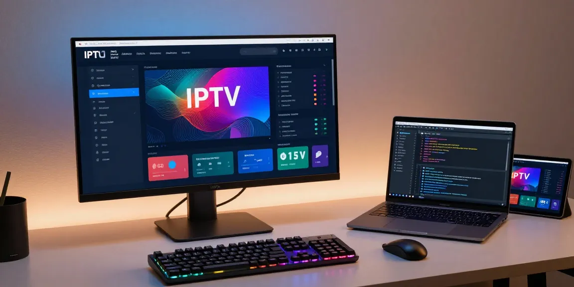 IPTV reseller panel dashboard in a modern workspace highlighting cloud computing features.
