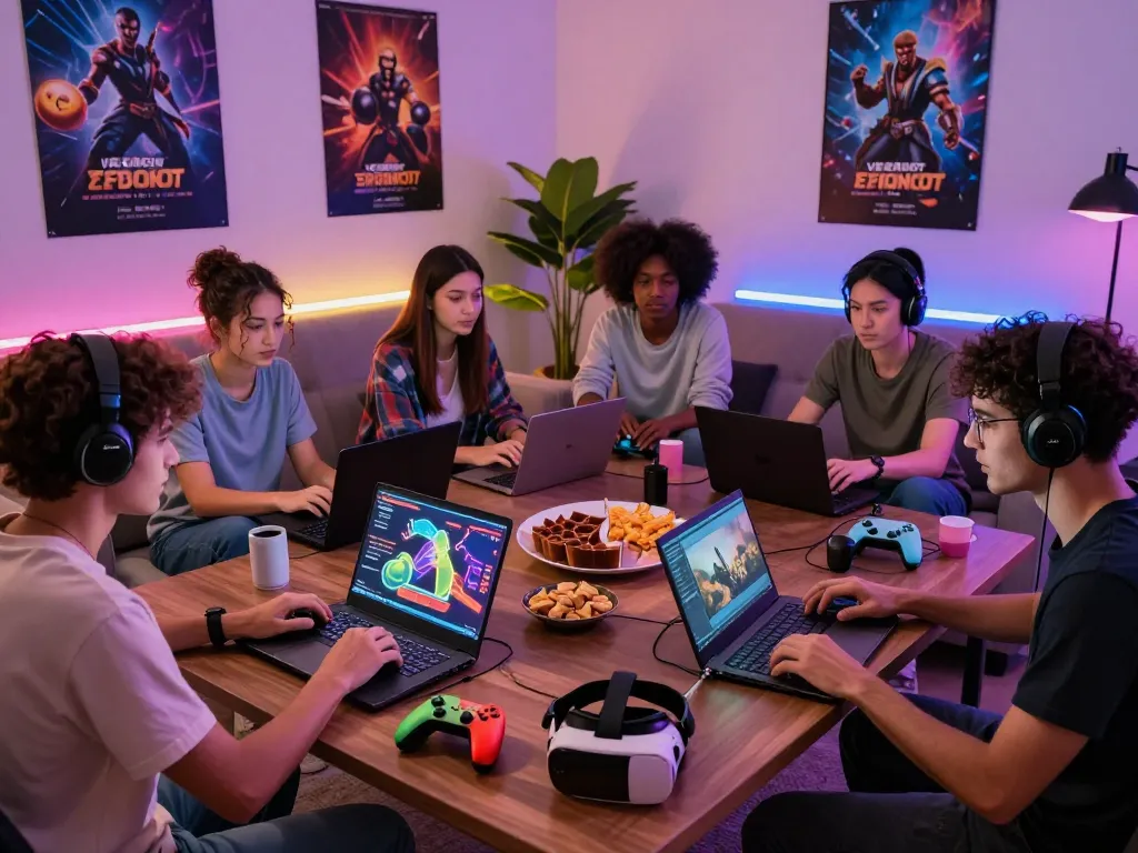 Friends enjoying an exciting gaming experience with VEGASSLOT77 in a cozy living room.
