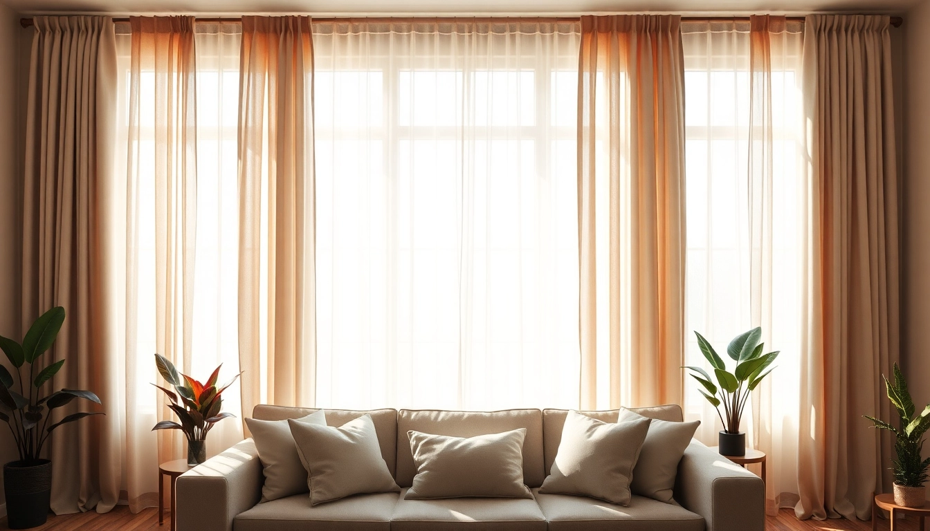 Verduisterende gordijnen in een moderne woonkamer die licht blokkeren en sfeer creëren.