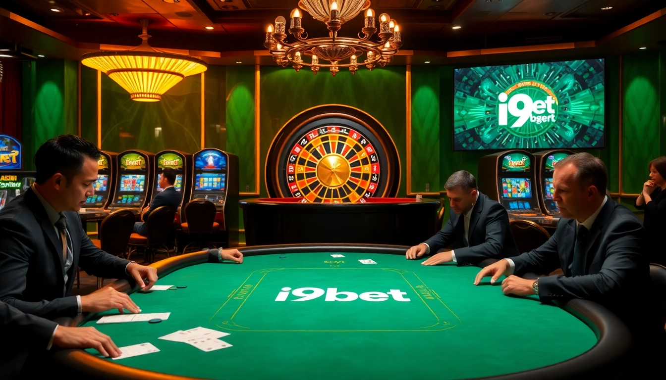Exciting high-stakes gambling at i9bet's luxurious casino table with vibrant games.