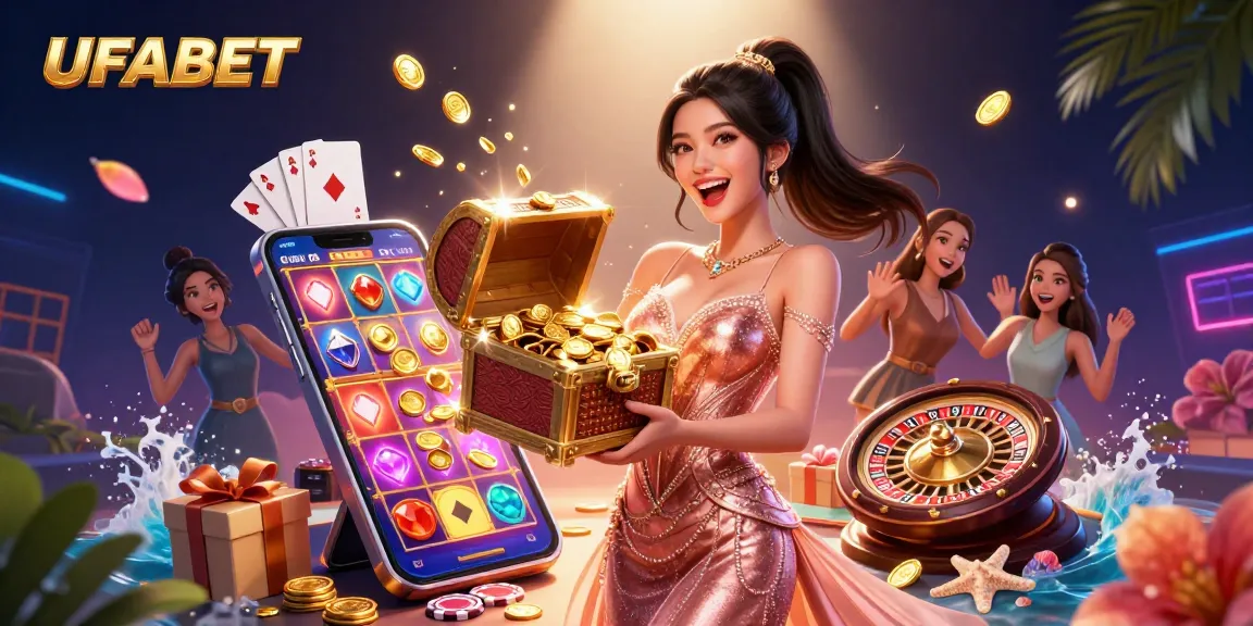 Engage with UFABET’s thrilling online features in this vibrant casino illustration.