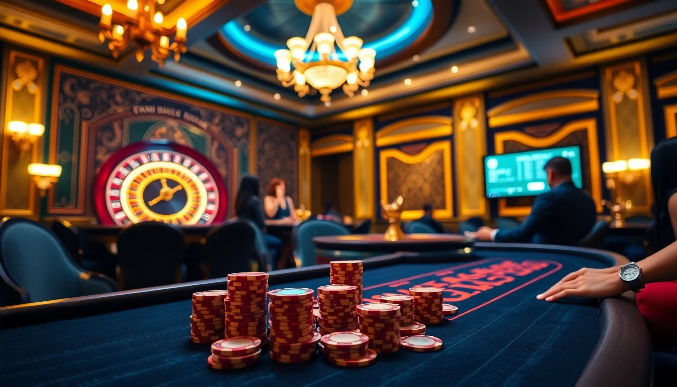 Exciting gambling experience showcasing Link mới nhất ps99 at a luxurious casino table with poker chips.