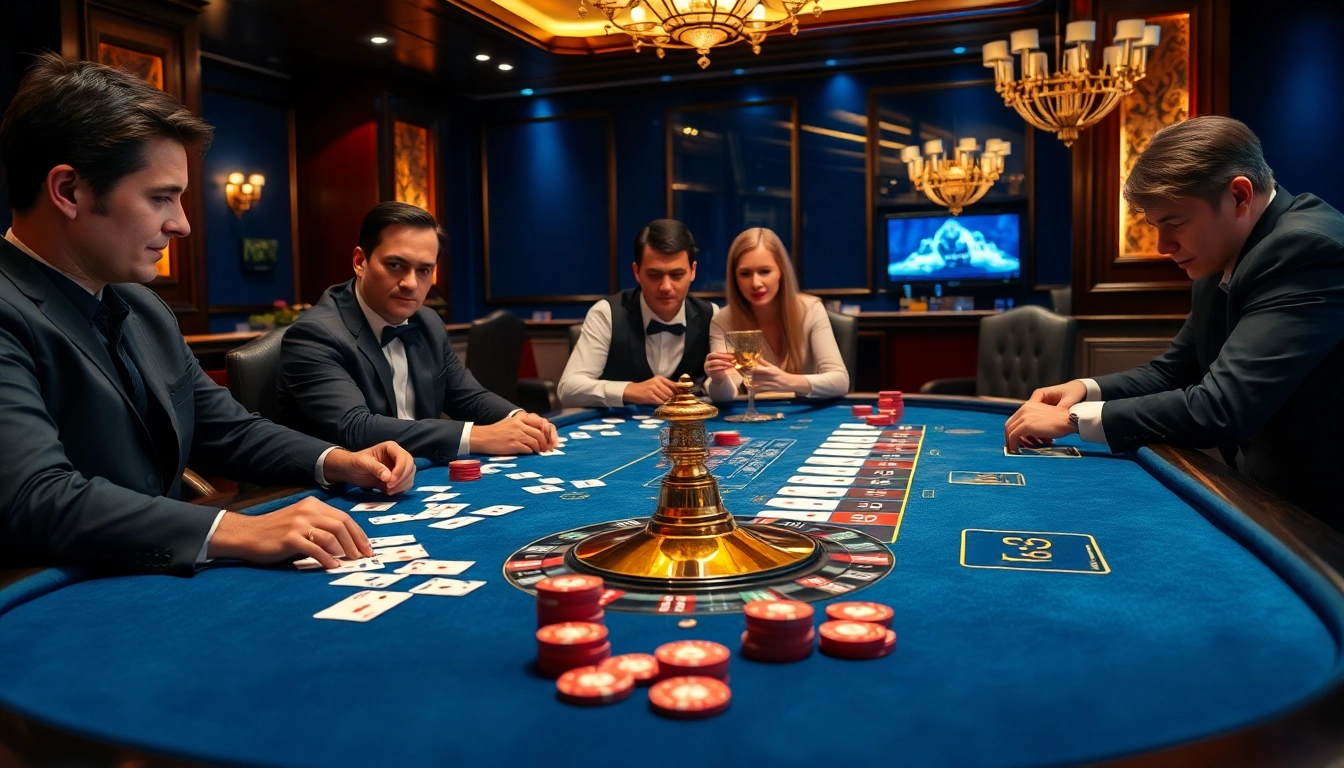 Experience the thrill of 68 game bài at a luxurious casino table with poker chips and cards.